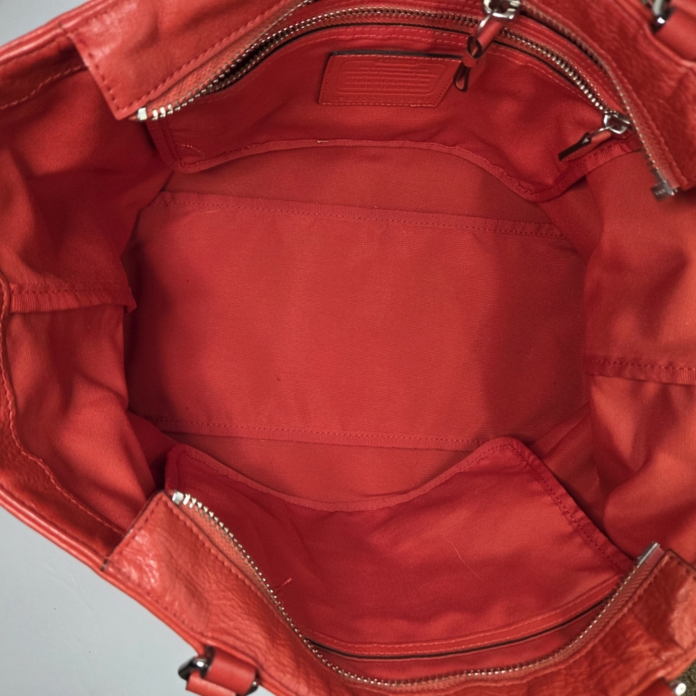 Coach Red Leather Tote Bag - Picture 8 of 13
